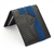 Snake Head Black Leather Wallet with Alcantara Blue Stripe