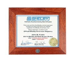 Shelby American Certificate Frame