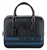 Shelby Black Leather Business Bag with Blue Stripes