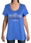 Shelby Womens Ombre Rhinestone Blue T-shirt