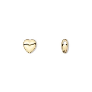 14kt Gold Filled Heart Bead - 6.5mm x 6mm - Horizontal 1mm Hole Size