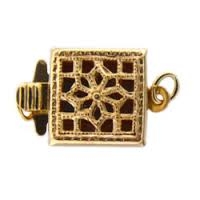 14kt Gold Filled Filigree Box Clasp - Single Strand Square