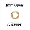 14KGF Open Jumprings- 5mm, 18ga