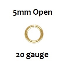 14KGF Open Jump Rings- 5mm, 20ga