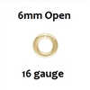 14KGF Open Jump Rings- 6mm, 16ga