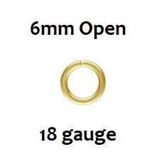 14KGF Open Jumprings- 6mm, 18ga