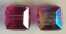 6mm Cube Bead Fuchsia AB