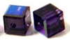 8mm Cube Bead Purple Velvet AB