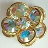 2 Tier Channel Flower Button-16mm-CRYSTAL AB/GOLD