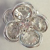 2 Tier Channel Flower Button-16mm-CRYSTAL/SILVER