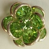 2 Tier Channel Flower Button-16mm-PERIDOT/SILVER