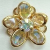Small Channel Flower Button-14mm-CRYSTAL AB/GOLD