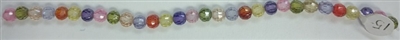 6mm Faceted Round Cubic Zirconia Bead- Multi