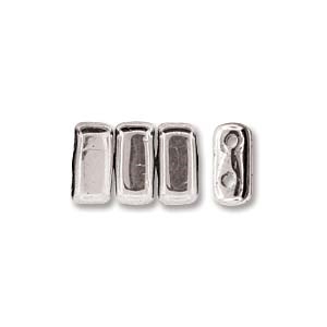 CzechMates 2-Hole Brick Bead - 3mm x 6mm - Silver