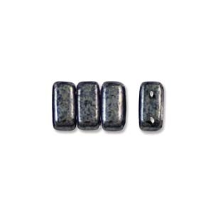 CzechMates 2-Hole Brick Bead - 3mm x 6mm - Jet Hematite