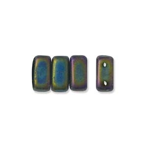 CzechMates 2-Hole Brick Bead - 3mm x 6mm - Matte Iris Green