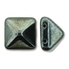 12mm Czech 2-hole Pyramid Bead- Full Jet Chrome