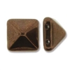 12mm Czech 2-hole Pyramid Bead- Jet Bronze