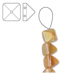 6mm Czech 2-Hole Pyramid Bead- Crystal Apricot