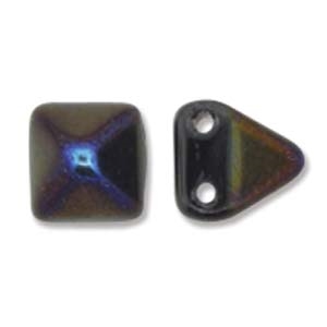 6mm Czech 2-Hole Pyramid Bead- Jet Azuro