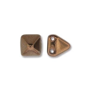 6mm Czech 2-Hole Pyramid Bead- Jet Bronze