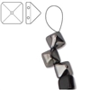 6mm Czech 2-Hole Pyramid Bead- Jet Chrome