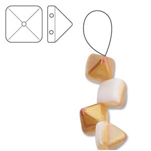 6mm Czech 2-Hole Pyramid Bead - White Apricot