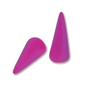 7 x 17mm Czech Pressed Glass Spike Bead- Neon Violet