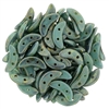 CzechMates 2-Hole Crescent Bead - 3mm x 10mm - Turquoise Bronze Picasso