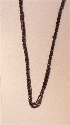 3 Strand Curb with bead Hematite Plated Finished Necklace Chain-18"