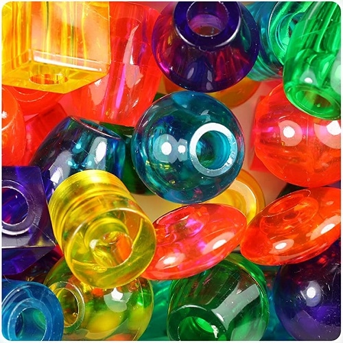 Jumbo Plastic Beads- Transparent Multi