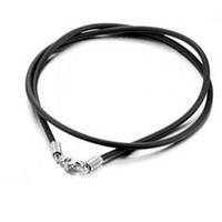 2mm Round Black Leather Finished Necklace- 16"
