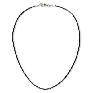 2mm Round Black Leather Finished Necklace- 18"