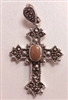Marcasite /Semi-Precious Jasper Cross Pendant/Charm