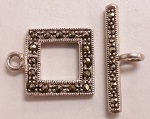 Marcasite 15mm Square Toggle