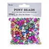 Pony Beads - Acrylic - Assorted Metallic Plated Colors - 6 x 9mm - 370 pieces