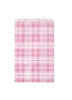 Printed Flat Paper Shopping Bags - Pink Plaid Pattern