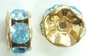 6mm Large Stone Rondell-AQUAMARINE/GOLD