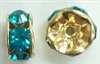 6mm Large Stone Rondell-BLUE ZIRCON/GOLD