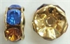 6mm Large Stone Rondell-MULTI DARK/GOLD