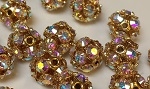 10mm Rhinestone Bead Crystal AB/Gold