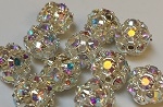 10mm Rhinestone Bead Crystal AB/Silver