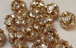 8mm Rhinestone Bead Crystal/Gold