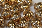 8mm One Row Smooth Bead Crystal/Gold