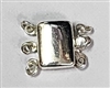 Sterling Silver Plain Rectangle Box Clasp - Triple Strand