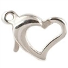 Sterling Silver Floating Heart Lobster Claw Clasp- 8mm