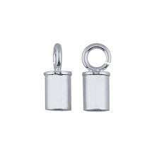 Sterling Silver Tube Endcap with Ring - 3mm