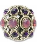 8mm Filigree Rhinestone Bead-ANTIQUE SILVER CYCLAMEN OPAL/PURPLE VELVET