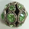 8mm Filigree Rhinestone Bead-ANTIQUE SILVER PERIDOT