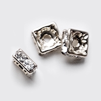 6mm Full Sterling Silver Squaredells- Crystal